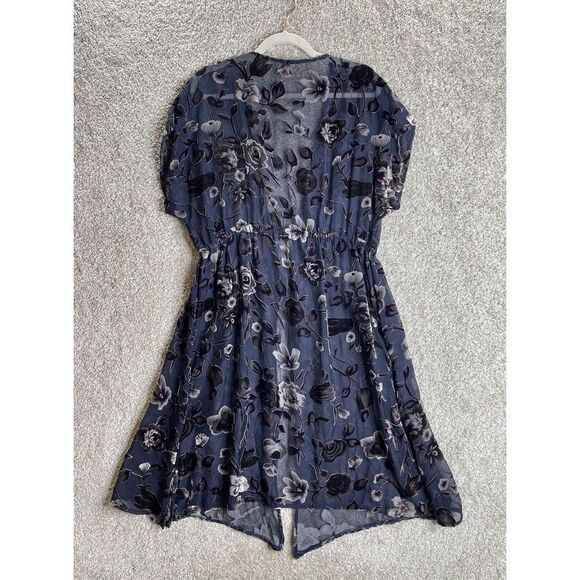 POL Kimono Women's S/M Floral Long Open Front Boho Sheer Velvet - Picture 2 of 8